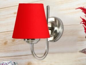 Steel Wall Lamp, Wall Decor, Wall Hanging Wood Light lamp,Vintage Wall Lamps, Industrial Wall Lights Decorative Home, Living Room, Indoor Outdoor Lighting- Cotton Shade-(Red)-AC
