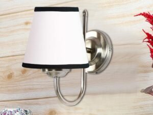 Steel Wall Lamp, Wall Decor, Wall Hanging Wood Light lamp,Vintage Wall Lamps, Industrial Wall Lights Decorative Home, Living Room, Indoor Outdoor Lighting- Cotton Shade-(White & Black)-AG