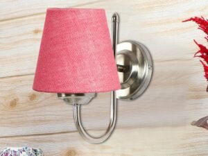 Steel Wall Lamp, Wall Decor, Wall Hanging Wood Light lamp,Vintage Wall Lamps, Industrial Wall Lights Decorative Home, Living Room, Indoor Outdoor Lighting- Jute Shade-(Pink)-an