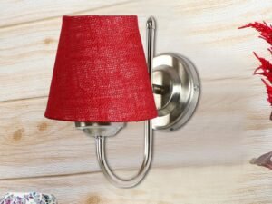 Steel Wall Lamp, Wall Decor, Wall Hanging Wood Light lamp,Vintage Wall Lamps, Industrial Wall Lights Decorative Home, Living Room, Indoor Outdoor Lighting- Jute Shade-(Maroon)-AK