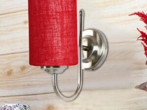 Steel Wall Lamp, Wall Decor, Wall Hanging Wood Light lamp,Vintage Wall Lamps, Industrial Wall Lights Decorative Home, Living Room, Indoor Outdoor Lighting- Jute Shade-(Maroon)-KA