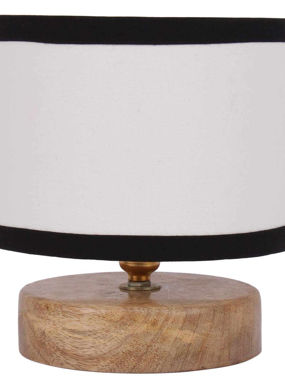 White & Shade Lamp with Natural Wood Base for Decoration/Office/Home/Gifting/Study for Office/Home/Gifting -(7x7x7) Inches -