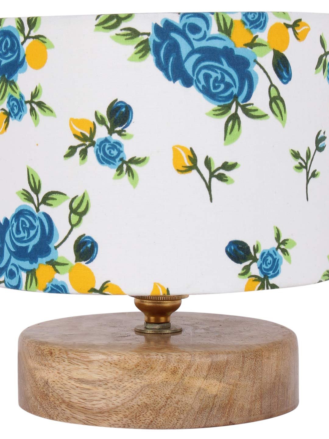 Multicolor Cotton Shade Lamp with Natural Wood Base for Decoration/Office/Home/Gifting/Study for Office/Home/Gifting -(7x7x7) Inches -