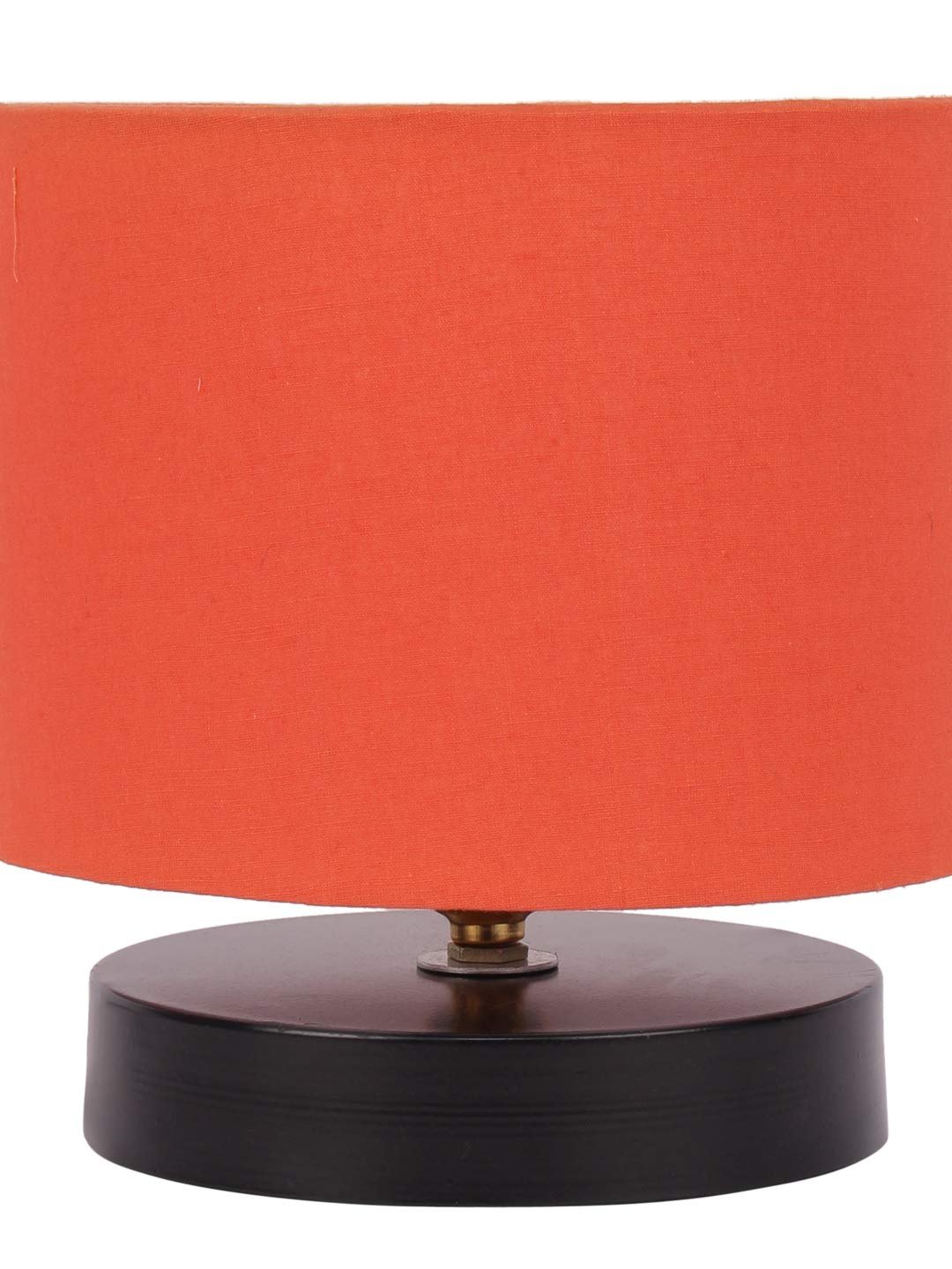 Orange Cotton Shade Lamp with Black Wood Base for Decoration/Office/Home/Gifting/Study for Office/Home/Gifting -(7x7x7) Inches -