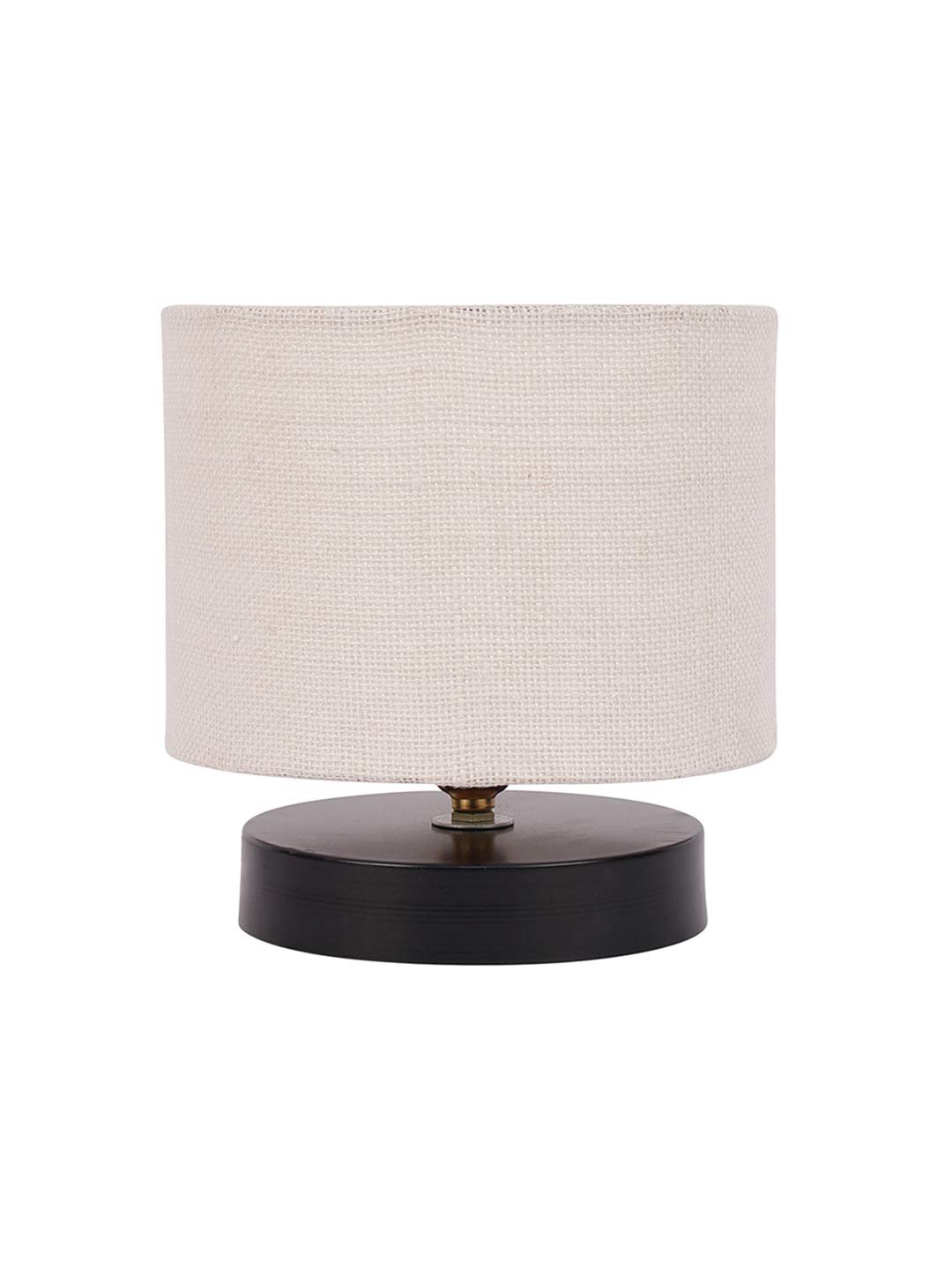 White Jute Shade Lamp with Black Wood Base for Decoration/Office/Home/Gifting/Study for Office/Home/Gifting -(7x7x7) Inches -