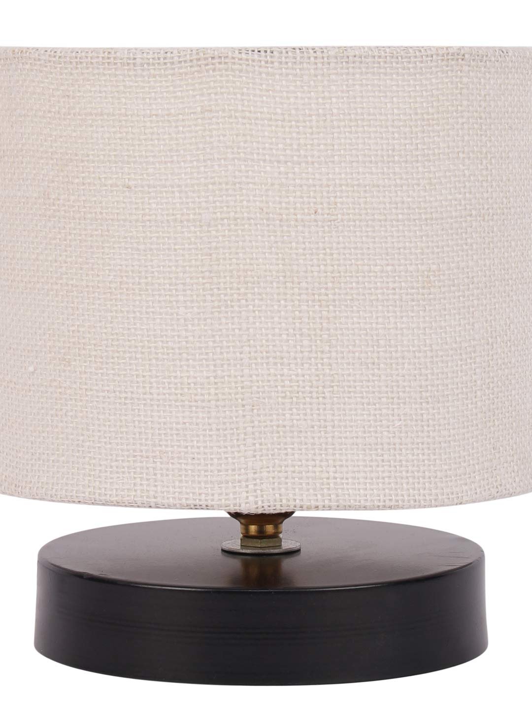 White Jute Shade Lamp with Black Wood Base for Decoration/Office/Home/Gifting/Study for Office/Home/Gifting -(7x7x7) Inches -