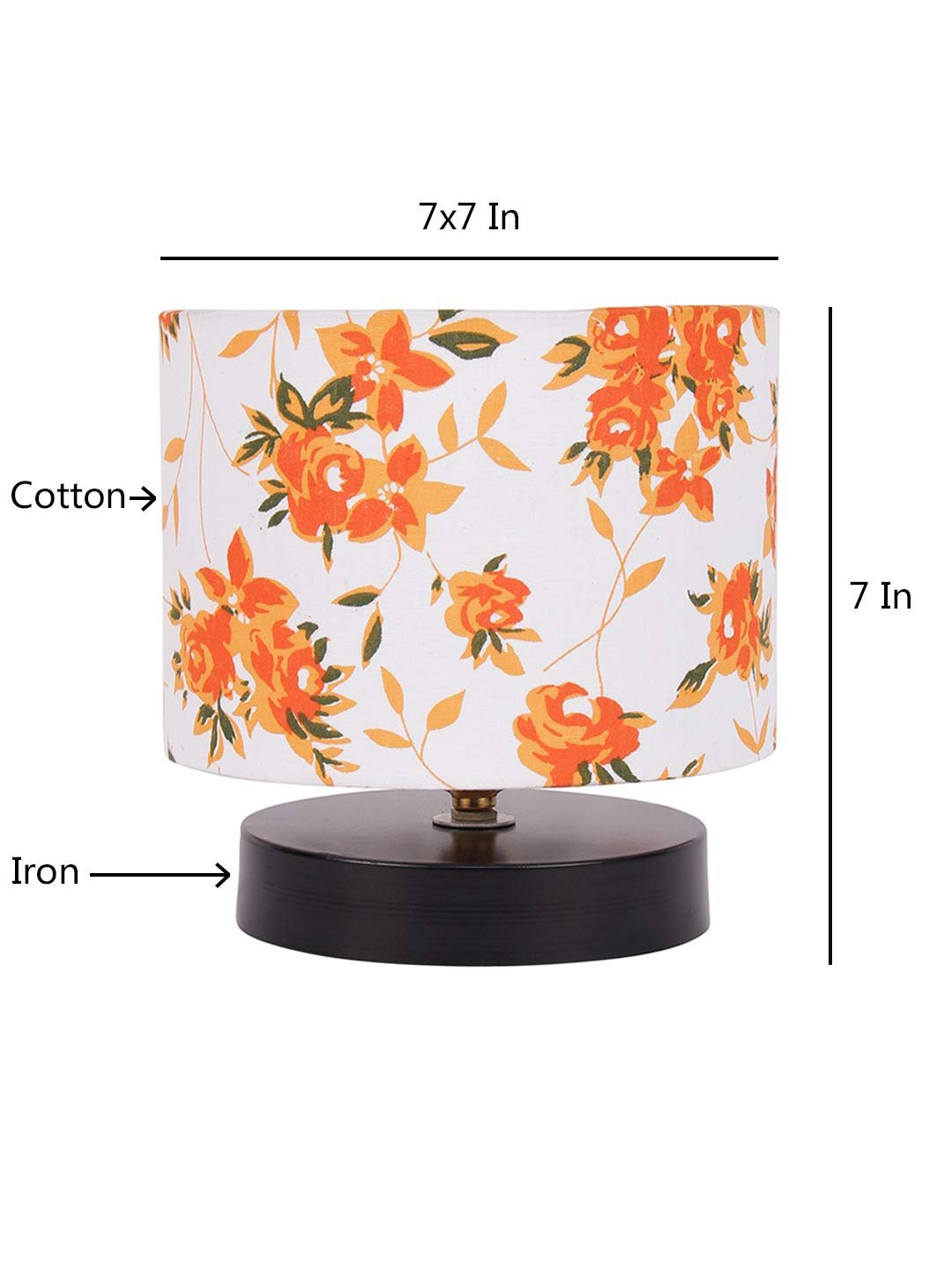 Multicolor Cotton Shade Lamp with Black Wood Base for Decoration/Office/Home/Gifting/Study for Office/Home/Gifting -(7x7x7) Inches -