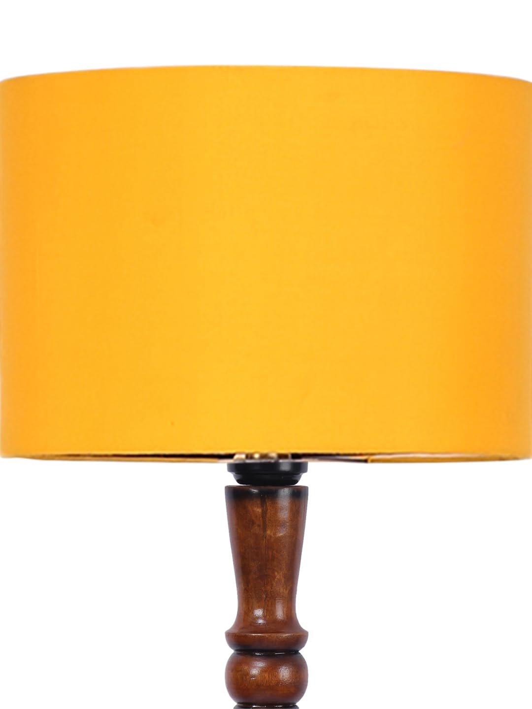 Yellow Cotton Wooden Floor Lamp -4