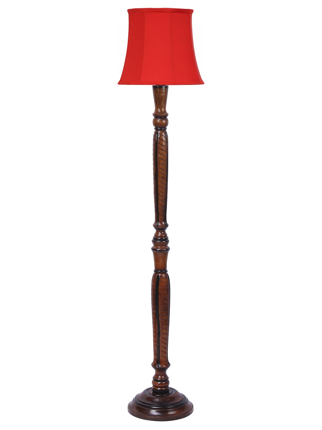 Red Cotton Wooden Floor Lamp -6