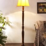 Yellow Cotton Wooden Floor Lamp -7