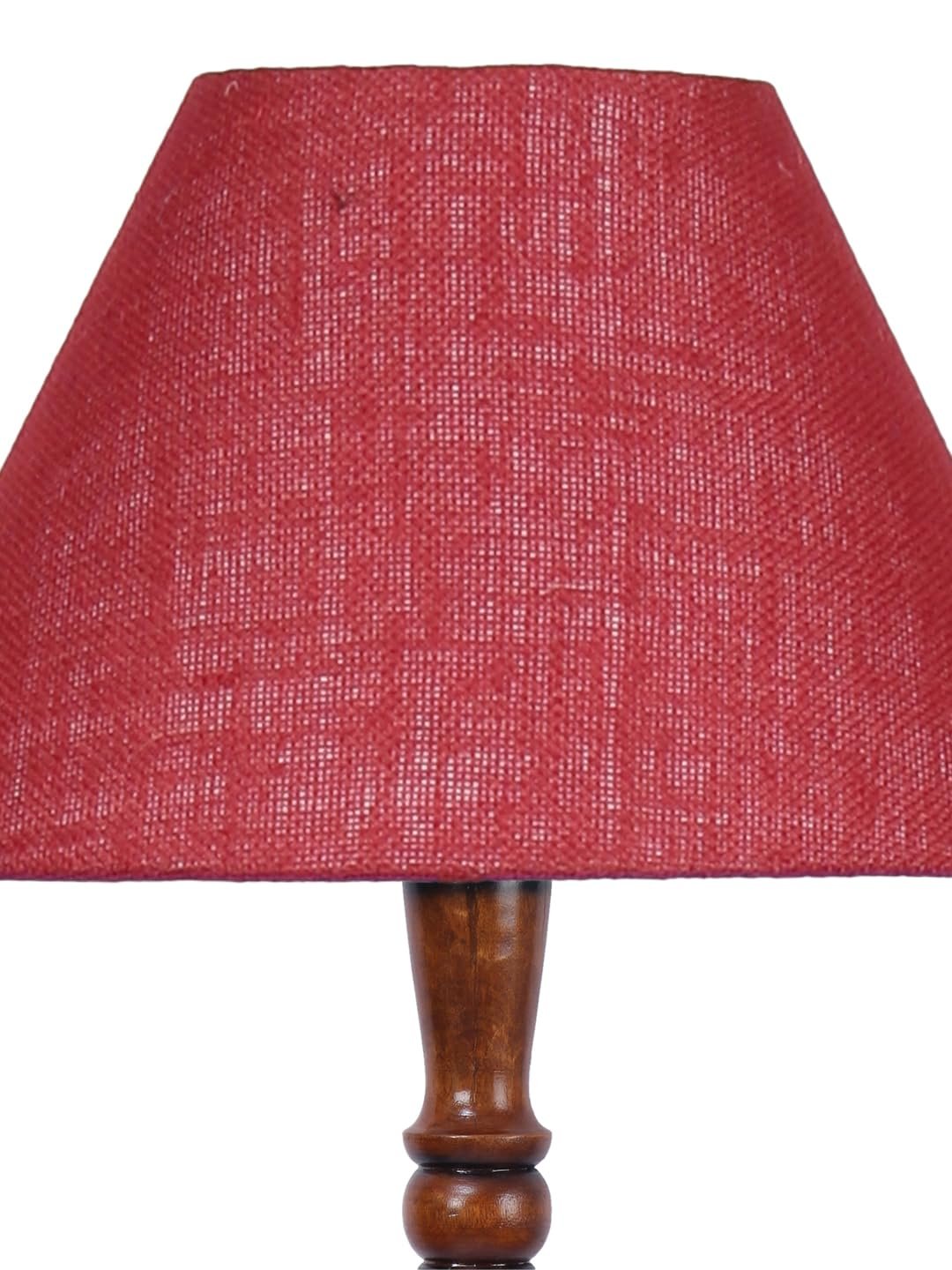Maroon Jute Conical Wooden Floor lamp -26