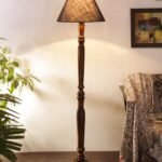 Blue Jute Conical Wooden Floor lamp -27