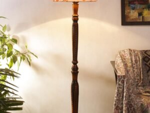 Multicolor Cotton Conical Wooden Floor lamp -29