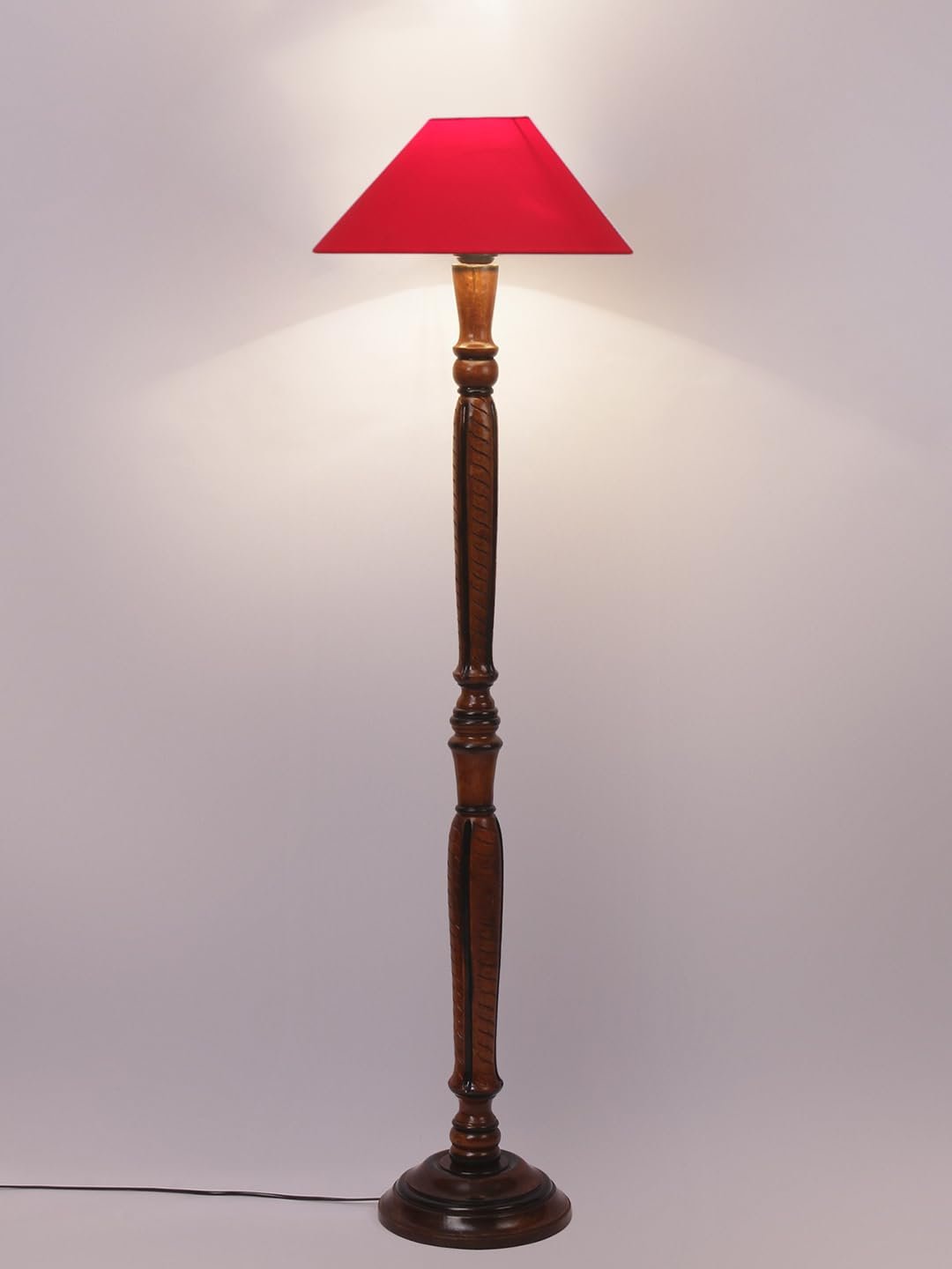 Red Coolie Cotton Wooden Floor lamp -35