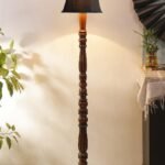 Black Cotton Wooden Floor Lamp -43