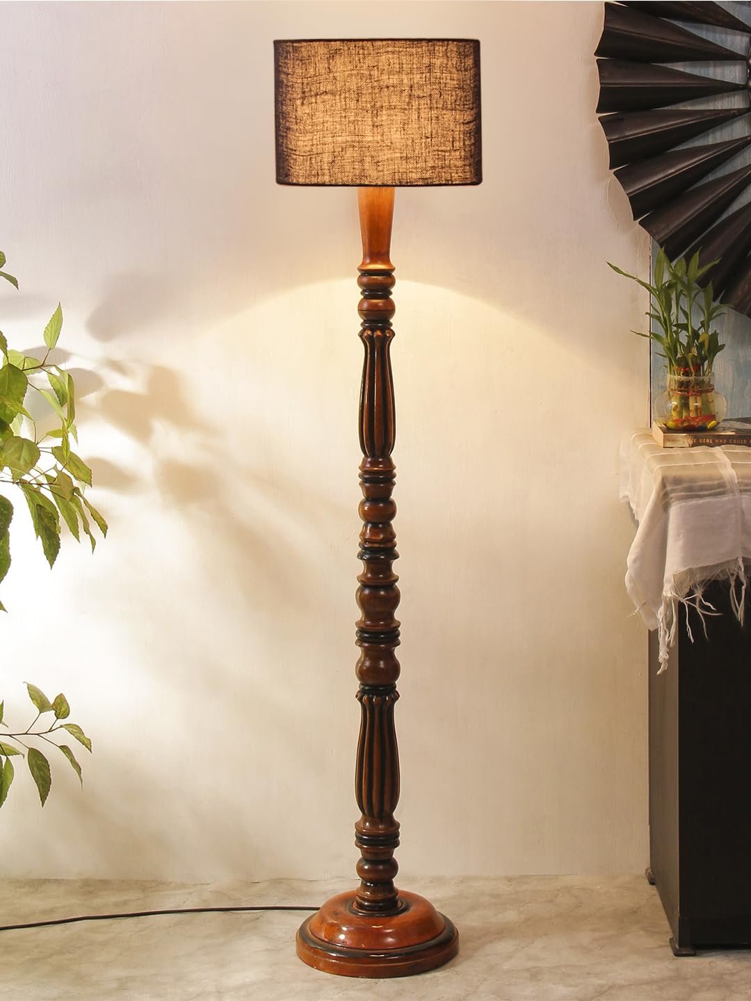 Blue Jute Wooden Floor Lamp -49
