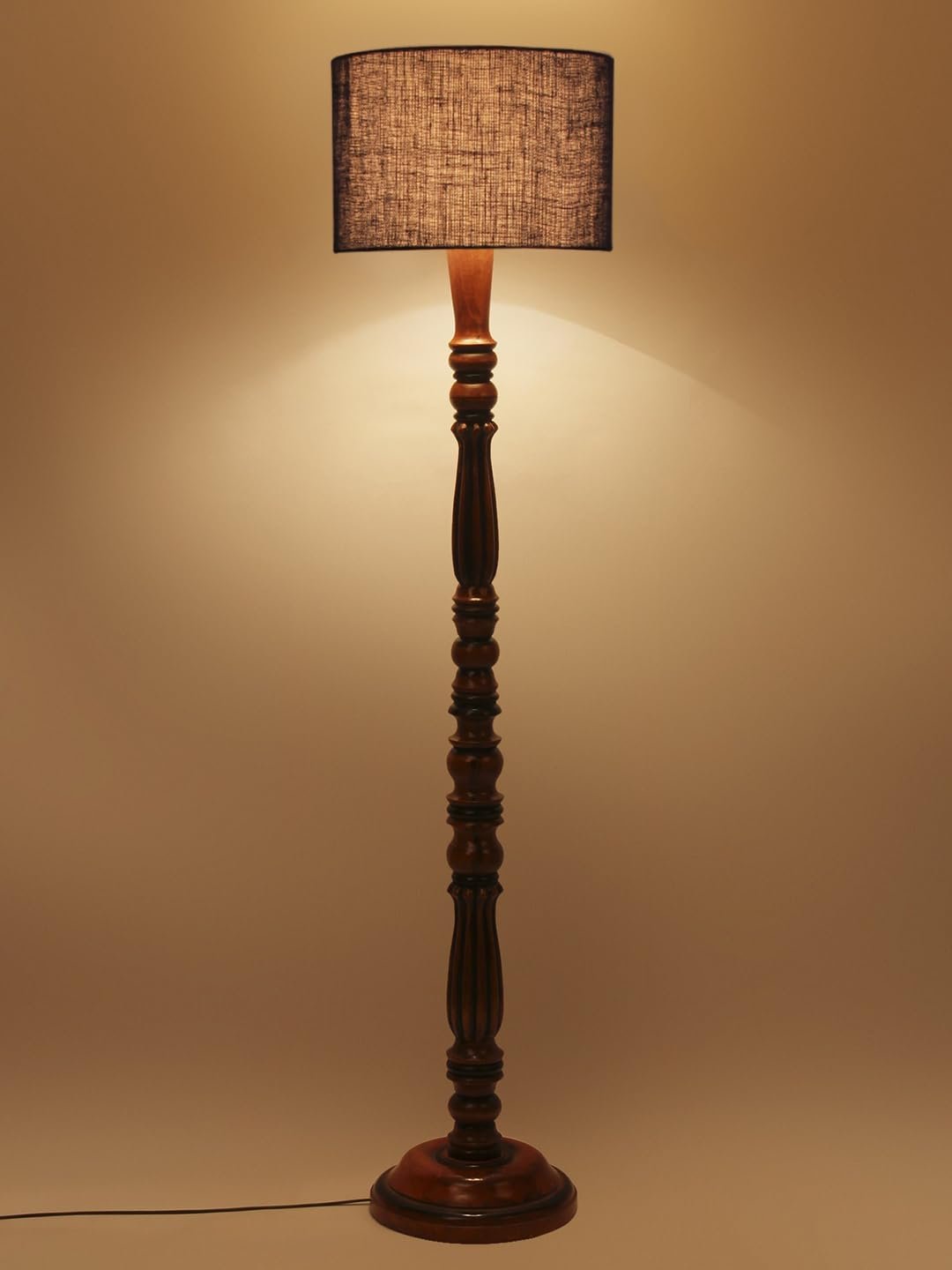 Blue Jute Wooden Floor Lamp -49