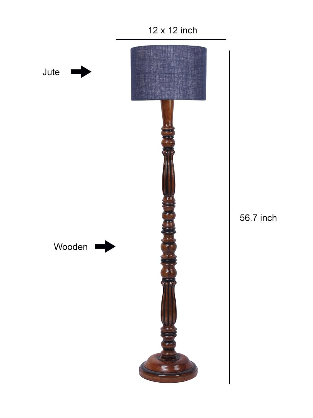 Blue Jute Wooden Floor Lamp -49