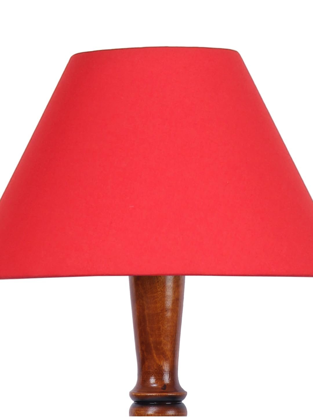 Red Cotton conical Wooden Floor lamp -56