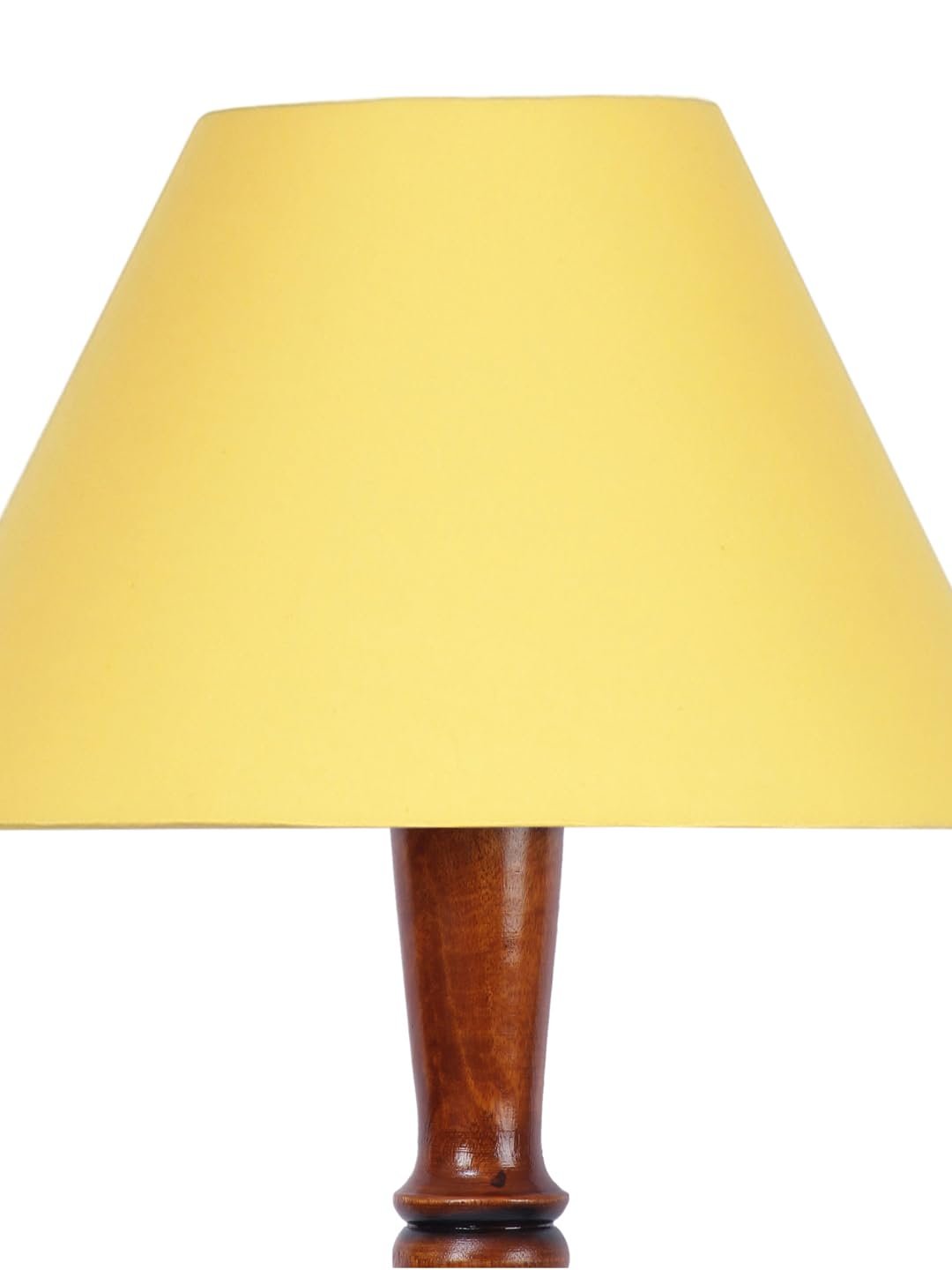Yellow Cotton conical Wooden Floor lamp -58