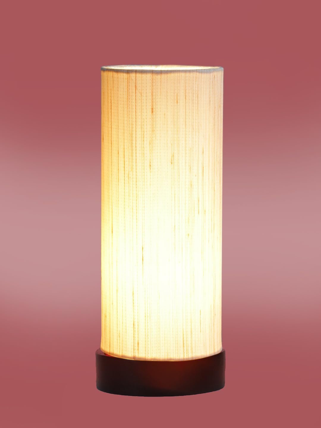 Off-White Cotton Table lamp Office/Home/Gifting with Wood Black Base (5x5x11) Inches -Off-White