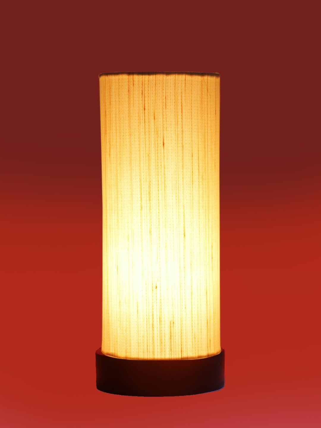 Off-White Cotton Table lamp Office/Home/Gifting with Wood Black Base (5x5x11) Inches -Off-White