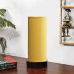 Yellow Cotton Table lamp Office/Home/Gifting with Wood Black Base (5x5x11) Inches -Yellow