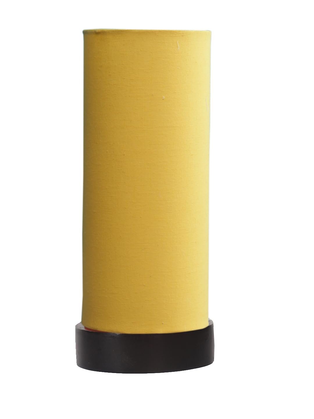Yellow Cotton Table lamp Office/Home/Gifting with Wood Black Base (5x5x11) Inches -Yellow