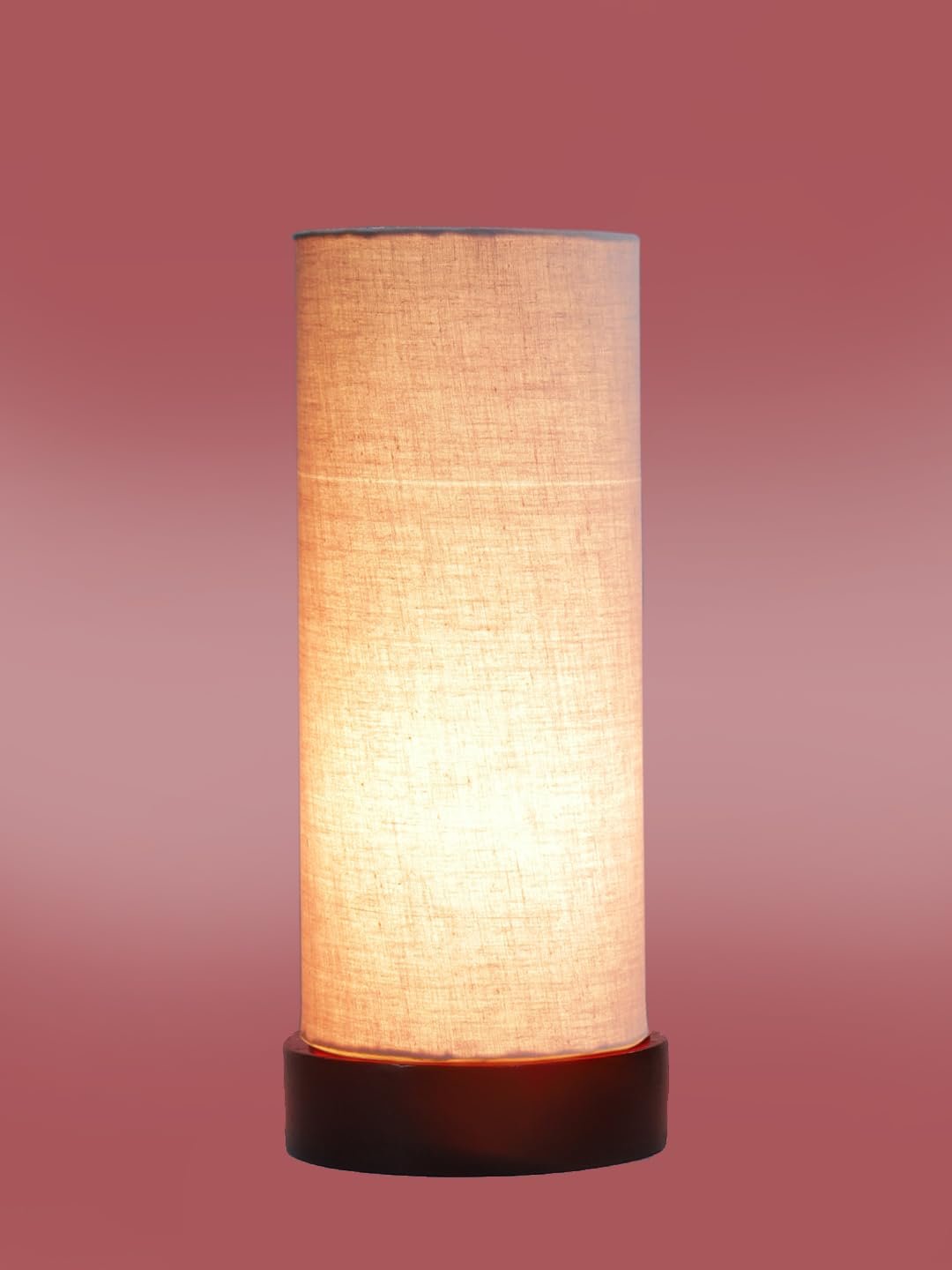 Grey Cotton Table lamp Office/Home/Gifting with Wood Black Base (5x5x11) Inches -Grey