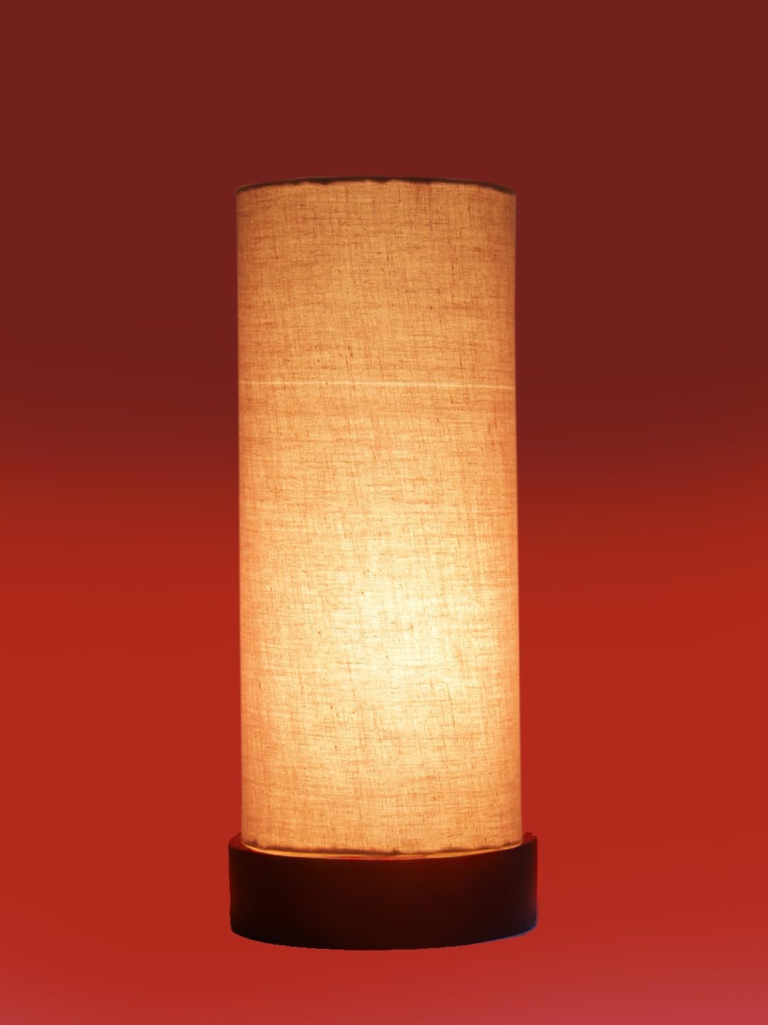 Grey Cotton Table lamp Office/Home/Gifting with Wood Black Base (5x5x11) Inches -Grey