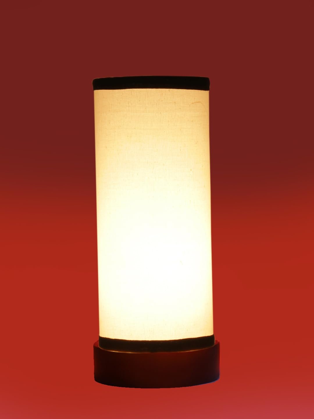 White & Black Cotton Table lamp Office/Home/Gifting with Wood Black Base (5x5x11) Inches -White & Black