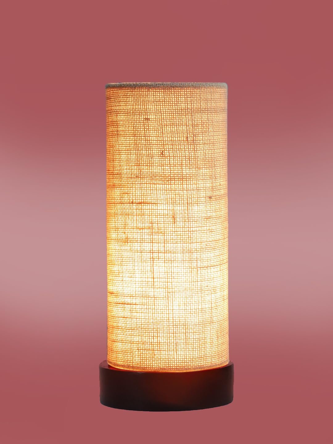 Beige Jute Table lamp Office/Home/Gifting with Wood Black Base (5x5x11) Inches -Beige