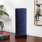 Blue Jute Table lamp Office/Home/Gifting with Wood Black Base (5x5x11) Inches -Blue