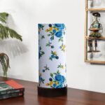 Multicolor Cotton Table lamp Office/Home/Gifting with Wood Black Base (5x5x11) Inches -A-Multicolor