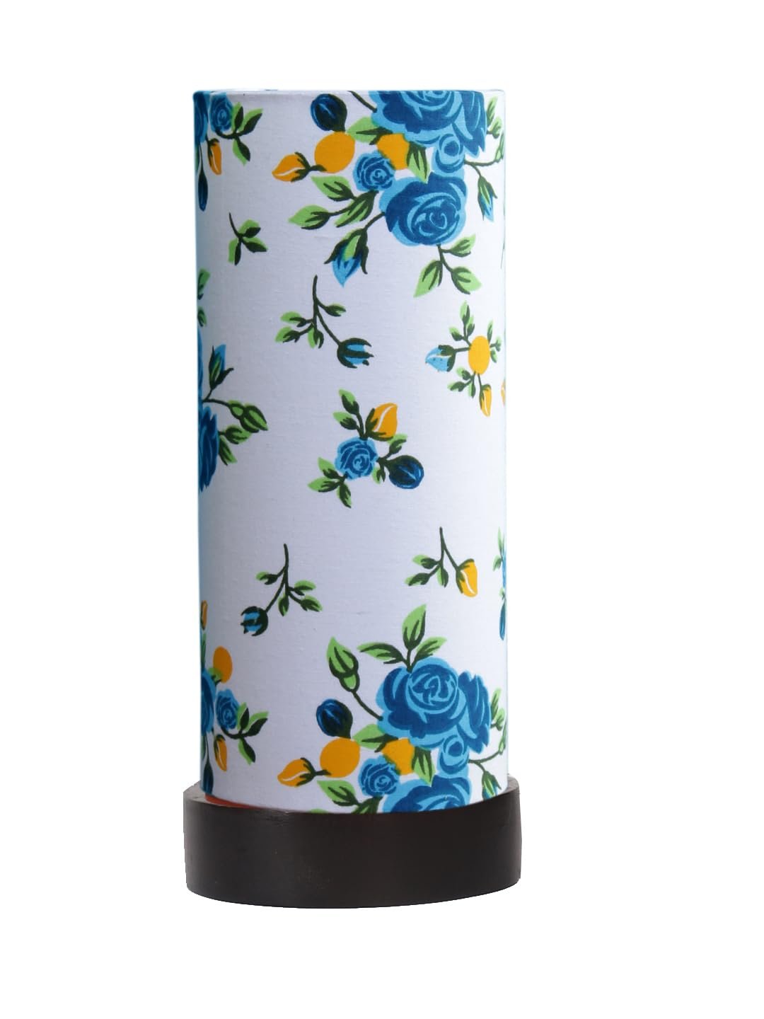 Multicolor Cotton Table lamp Office/Home/Gifting with Wood Black Base (5x5x11) Inches -A-Multicolor