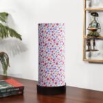Multicolor Cotton Table lamp Office/Home/Gifting with Wood Black Base (5x5x11) Inches -C-Multicolor