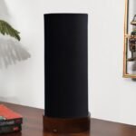Black Cotton Table lamp Office/Home/Gifting with Wood Brown Base (5x5x11) Inches -Black