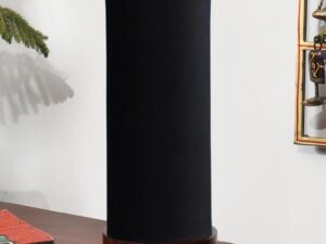 Black Cotton Table lamp Office/Home/Gifting with Wood Brown Base (5x5x11) Inches -Black