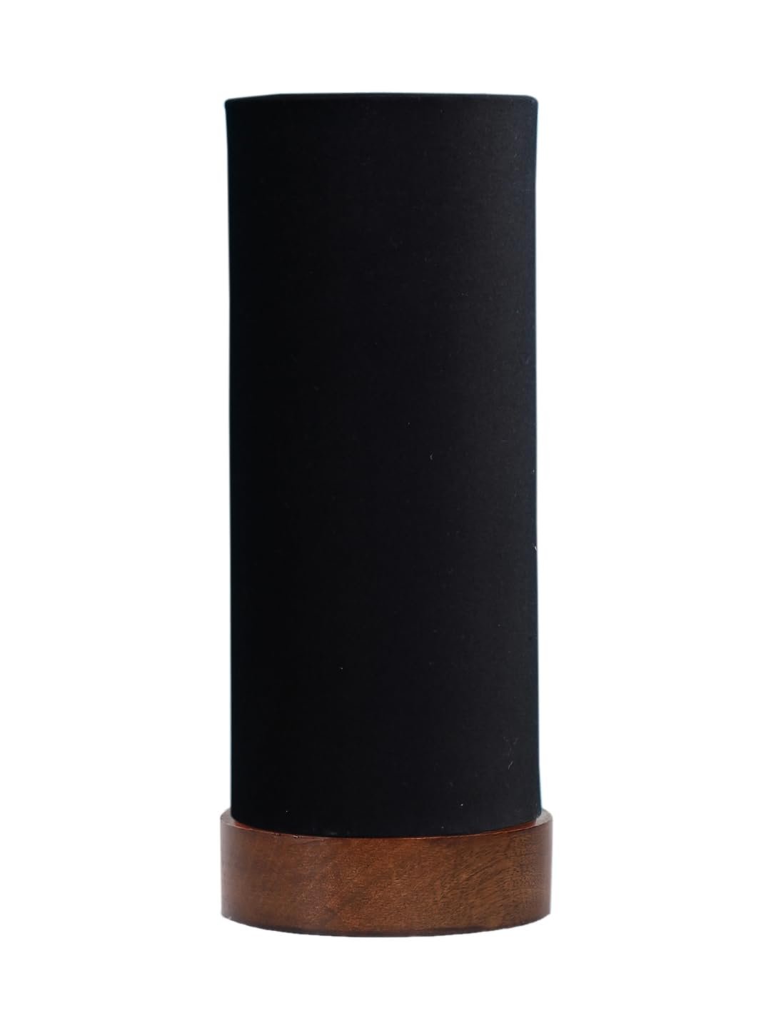 Black Cotton Table lamp Office/Home/Gifting with Wood Brown Base (5x5x11) Inches -Black