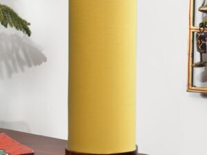 Yellow Cotton Table lamp Office/Home/Gifting with Wood Brown Base (5x5x11) Inches -Yellow