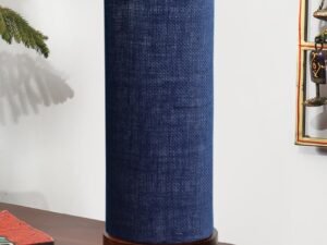 Blue Jute Table lamp Office/Home/Gifting with Wood Brown Base (5x5x11) Inches -Blue