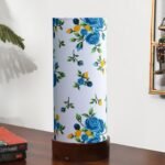 Multicolor Cotton Table lamp Office/Home/Gifting with Wood Brown Base (5x5x11) Inches -D-Multicolor