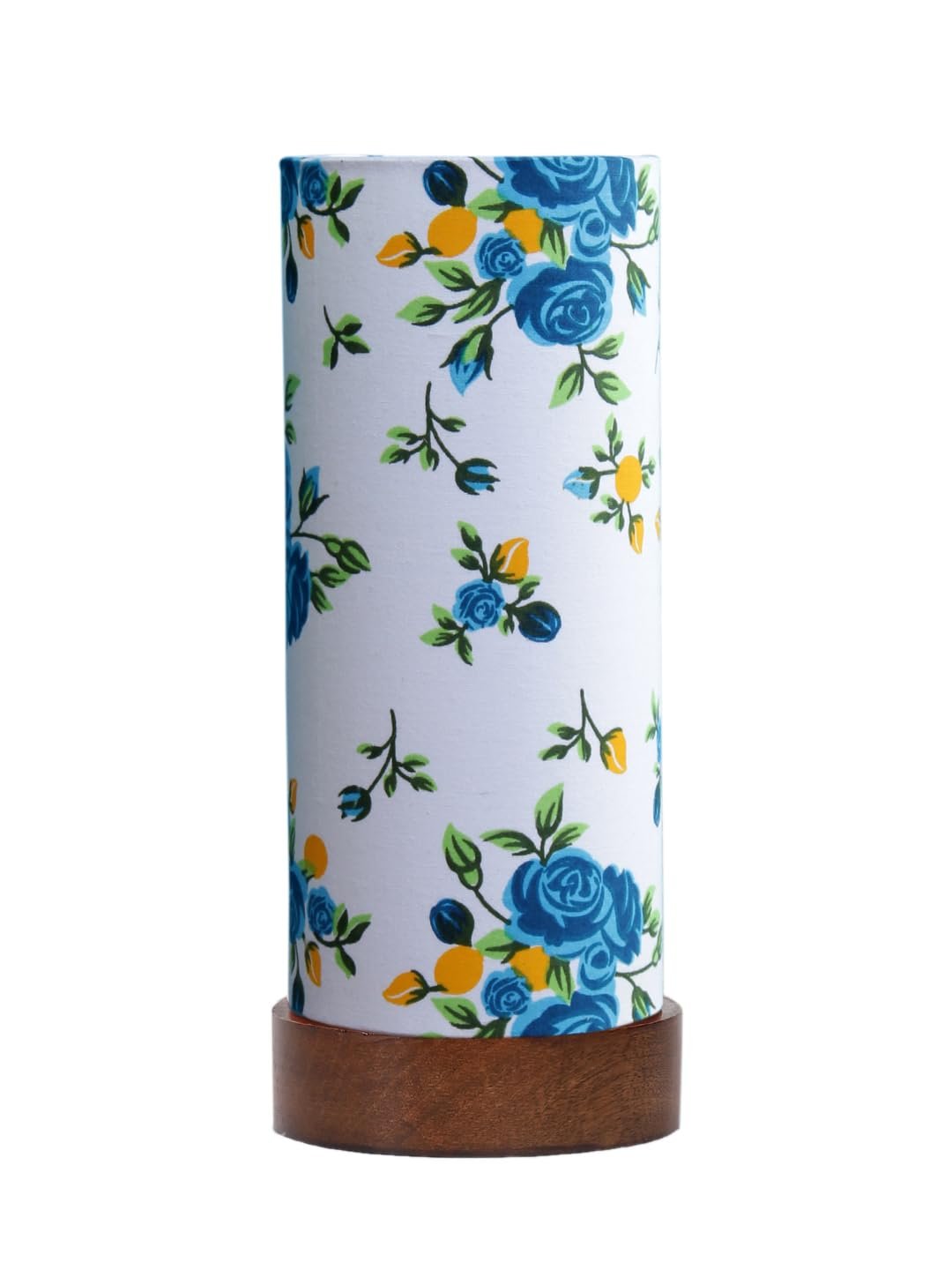 Multicolor Cotton Table lamp Office/Home/Gifting with Wood Brown Base (5x5x11) Inches -D-Multicolor