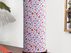 Multicolor Cotton Table lamp Office/Home/Gifting with Wood Brown Base (5x5x11) Inches -F-Multicolor