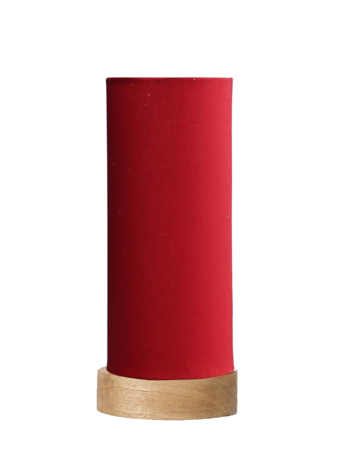 Red Cotton Table lamp Office/Home/Gifting with Wood Natural Base (5x5x11) Inches -Red