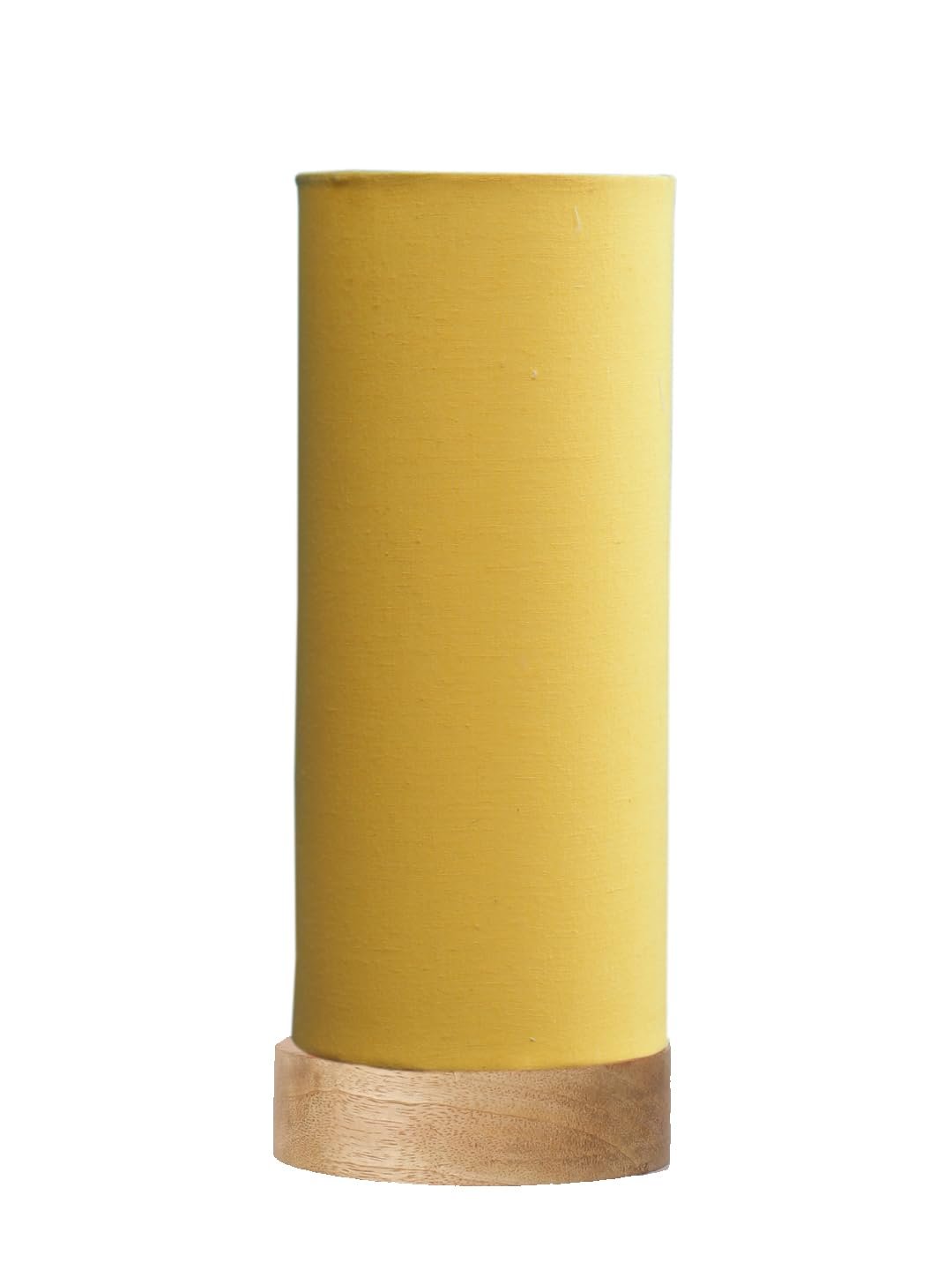 Yellow Cotton Table lamp Office/Home/Gifting with Wood Natural Base (5x5x11) Inches -Yellow