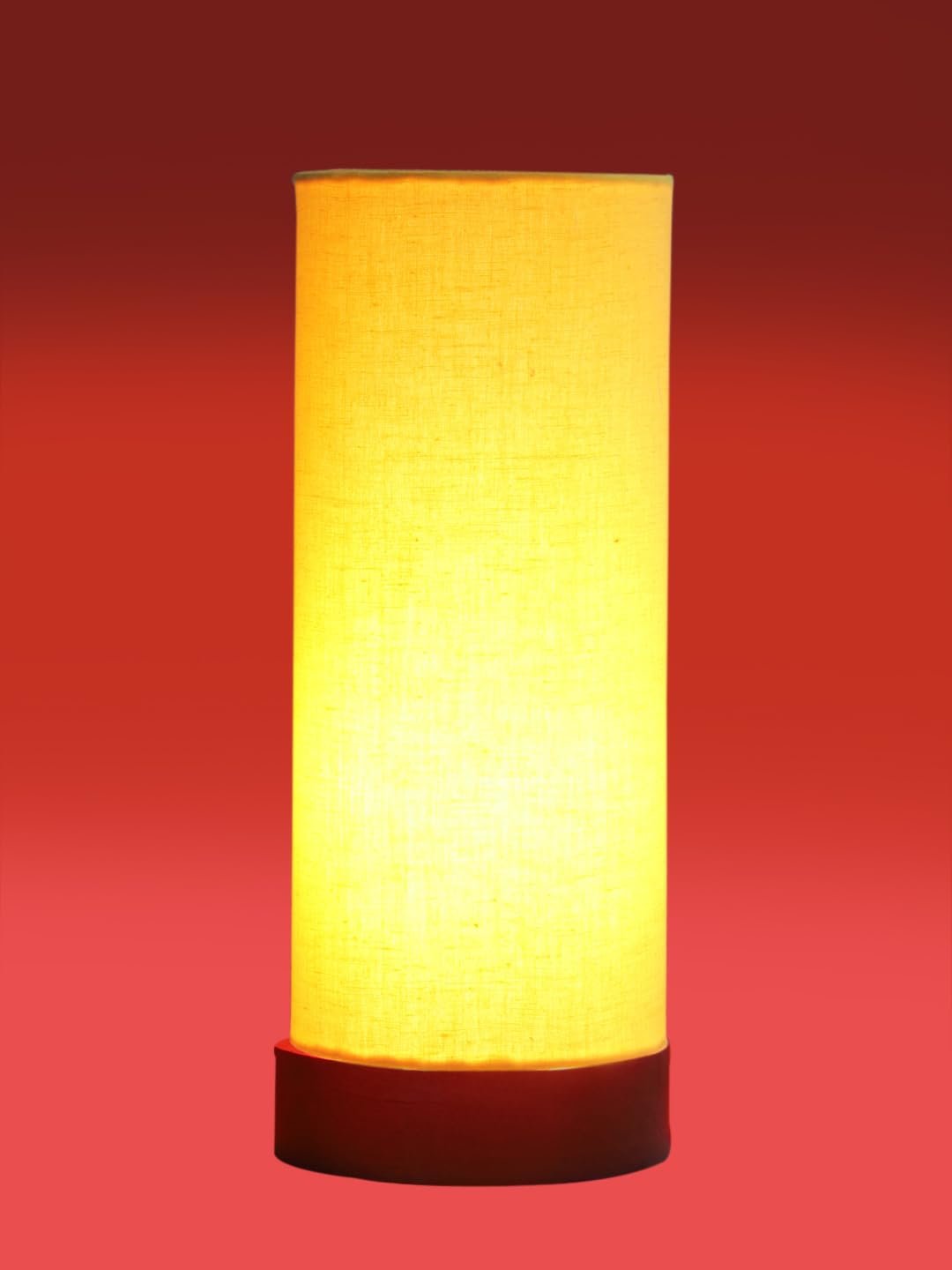 Yellow Cotton Table lamp Office/Home/Gifting with Wood Natural Base (5x5x11) Inches -Yellow