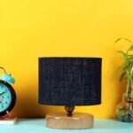 Black Jute Shade Lamp with Natural Wood Base for Decoration/Office/Home/Gifting/Study for Office/Home/Gifting -(7x7x7) Inches –