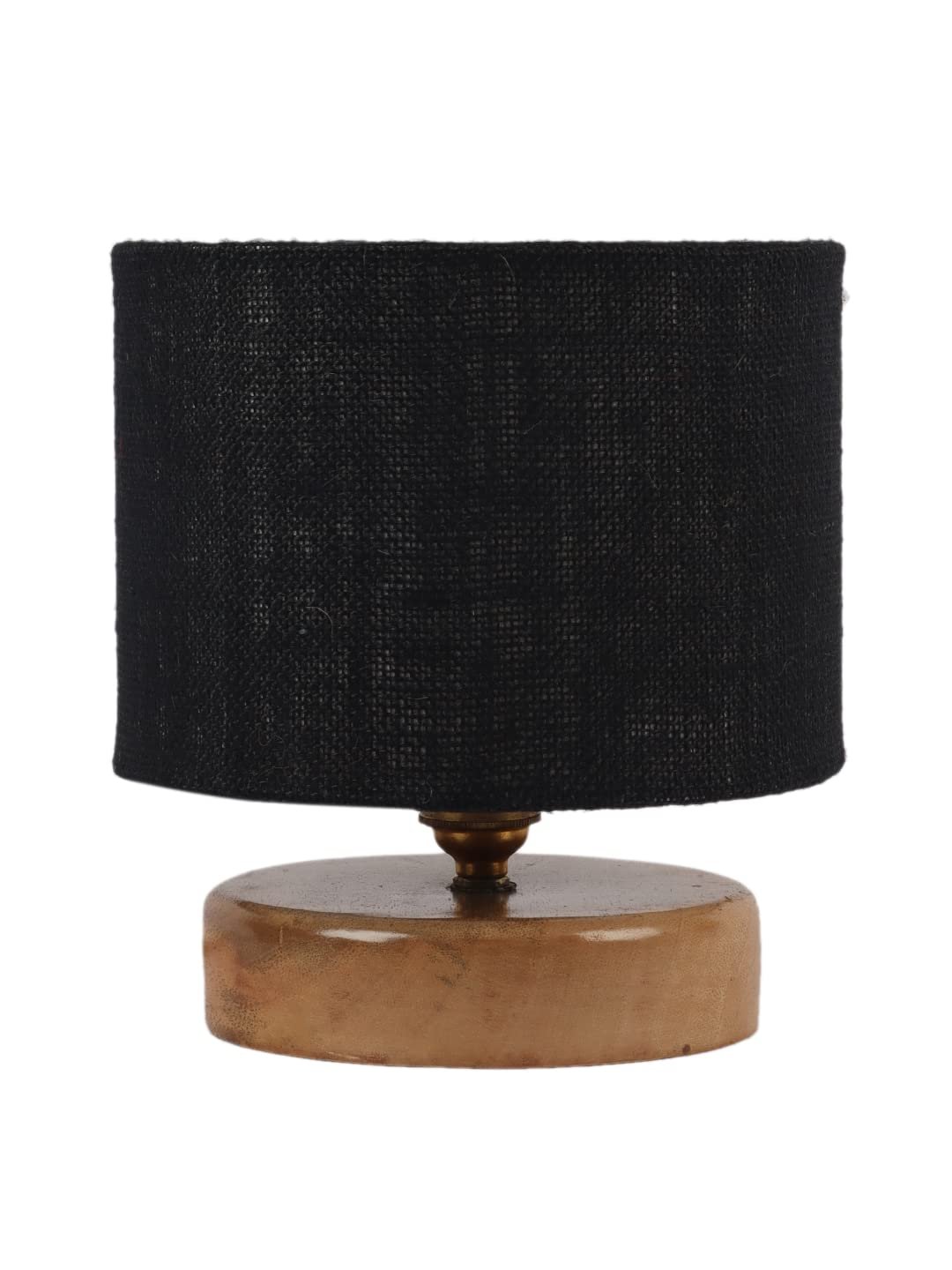 Black Jute Shade Lamp with Natural Wood Base for Decoration/Office/Home/Gifting/Study for Office/Home/Gifting -(7x7x7) Inches -