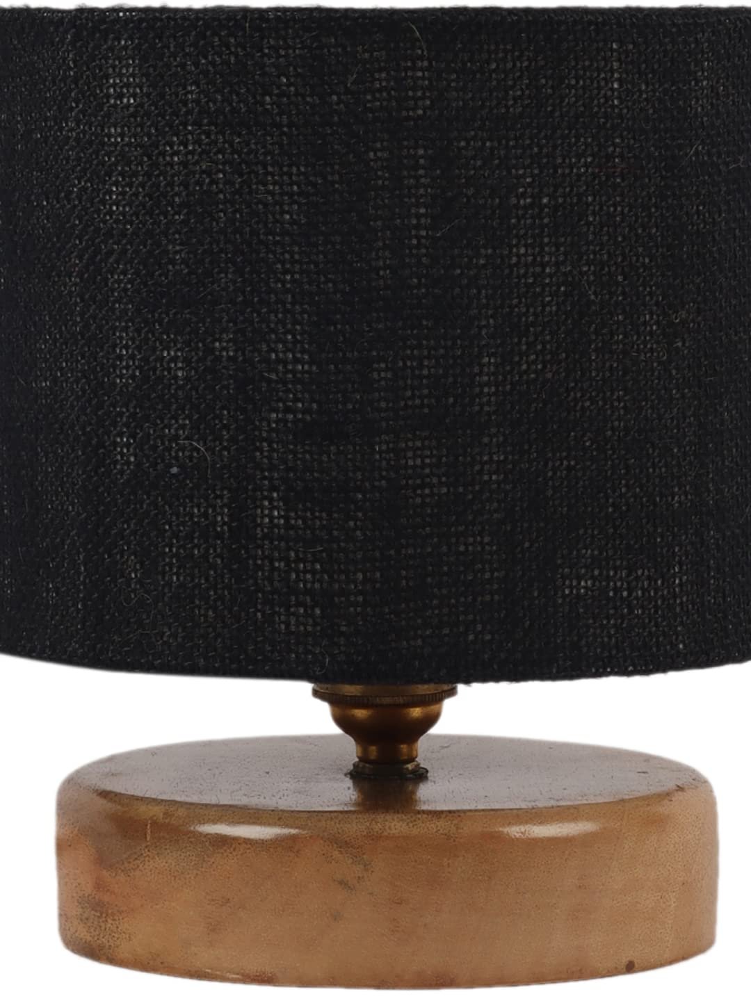 Black Jute Shade Lamp with Natural Wood Base for Decoration/Office/Home/Gifting/Study for Office/Home/Gifting -(7x7x7) Inches -